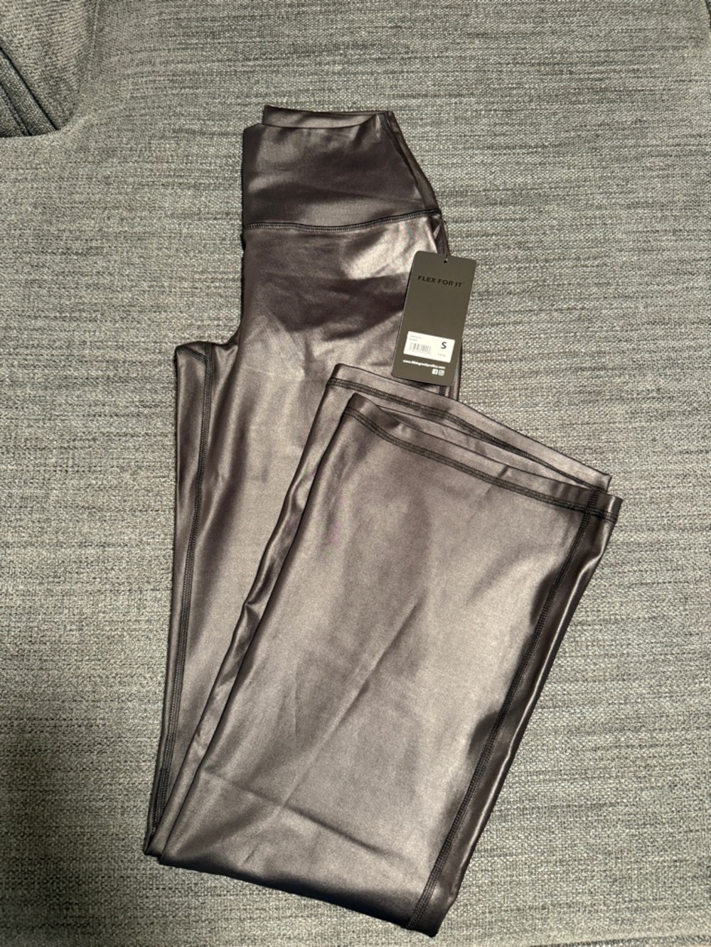 NWT! 90 Degree by Reflex Faux Leather Lux Flare Leggings